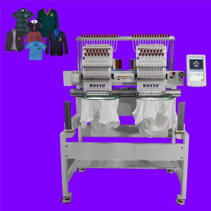 WONYO High Speed Commercial 9 12 15 Colors Computerized 2 Head Embroidery Machine